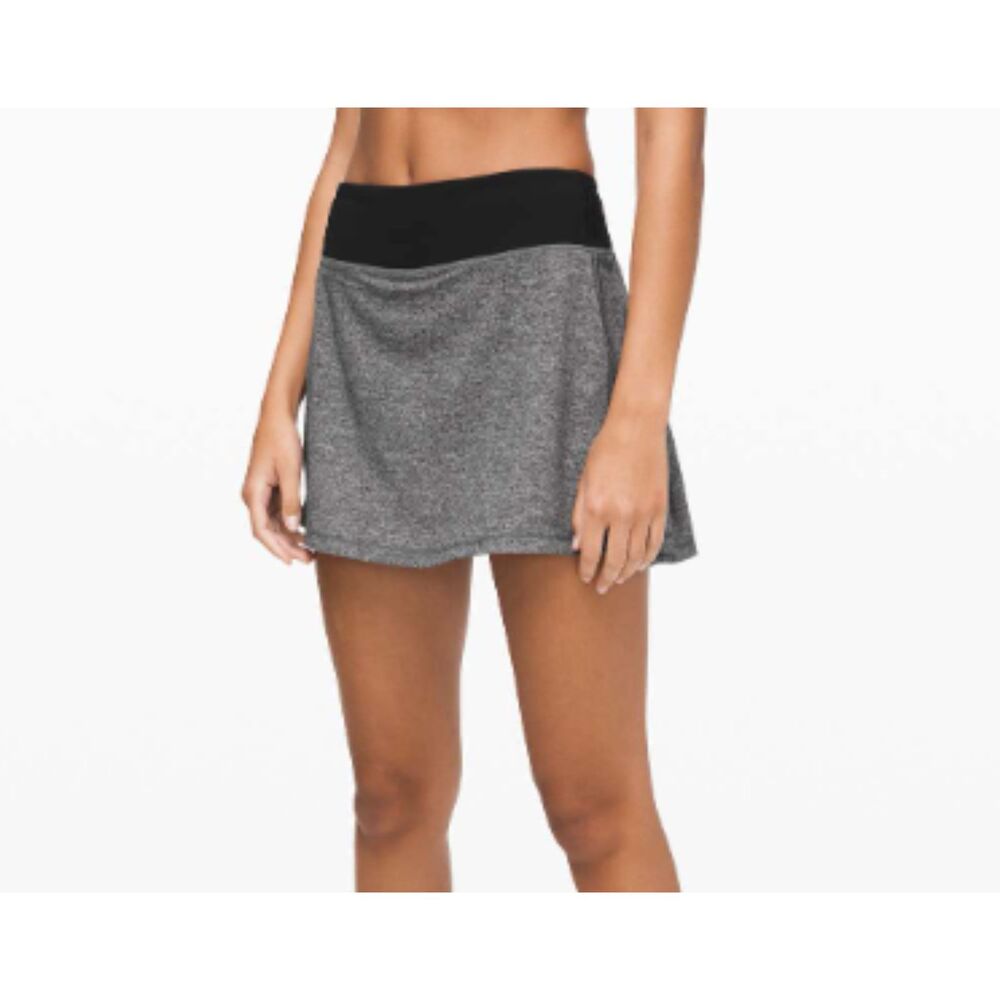 Lululemon Pace Rival skort heather lux multi black/black size 2 grey golf skirt